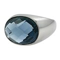 Stainless Steel Faceted Glass Stone Ring