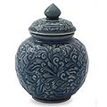 Celadon 'Celestial Garden' Ceramic Jar (Thailand)