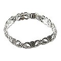 Sterling Silver 'Heartfelt Fantasy' Marcasite Bracelet (Thailand)