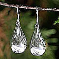 Sterling Silver 'Moon Teardrops' Dangle Earrings (Thailand)