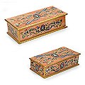 Set of 2 Painted Glas 'Sapphire' Jewelry Boxes (Peru)