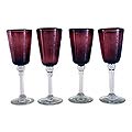 Set of 4 Etched 'Grape Blossoms' Wine Glasses (Mexico)
