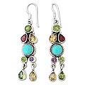Sterling Silver Peridot and Citrine 'Baubles' Earrings (India)