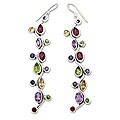 Silver Citrine and Garnet 'Confetti Rain' Earrings (India)