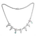 Sterling Silver Opal 'Floral Round' Waterfall Necklace (Peru)