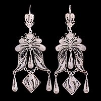 Sterling Silver 'Andean Dancer' Chandelier Earrings (Peru)