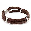 Silver 'Desert Paths' Braided Leather Bracelet (Peru)
