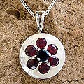 Silver Garnet 'Red Mandala' Necklace (India)