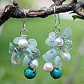 'Blue Island' Pearl Cluster Earrings (Thailand)