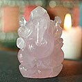 Rose Quartz 'Pious Ganesha' Statuette (India)