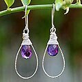 Sterling Silver 'Luminous' Amethyst Dangle Earrings (Thailand)