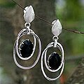 Black Rutile Quartz 'Black Hole' Dangle Earrings (Brazil)