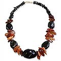Agate and Tourmaline 'Midnight Flame' Beaded Necklace (Brazil)