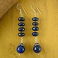 Sterling Silver 'Royal Blue' Lapis Lazuli Drop Earrings (India)