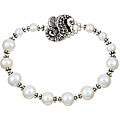 Charming Life Sterling Silver Pearl Seahorse Bracelet (7-8 mm)