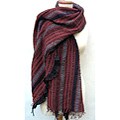 Merino Wool Brick and Chocolate Lurex Ruffle Shawl (India)