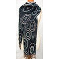 Merino Wool Oval Pattern Blues Mix Shawl (India)