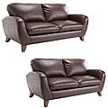 Ventura Premium Brown Leather Sofa and Loveseat Set