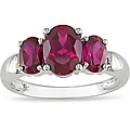 Sterling Silver Created Ruby 3-stone Ring