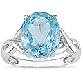 Sterling Silver Blue Topaz and Diamond Accent Ring