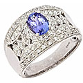 18k White Gold Tanzanite and 2/5ct TDW Diamond Ring