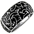 Silvertone Black Enamel Filigree Bangle Bracelet