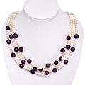 Handmade Pearl and Amethyst Three-strand Necklace (Thailand)
