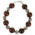 Handmade Tiger Iron and Silver Bead Bracelet (Thailand)
