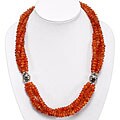 Handmade Orange Agate Silver Detail Necklace (Thailand)