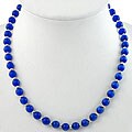 Silver Bead Royal Blue Tiger's Eye Necklace (Thailand)