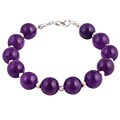 Handmade Silver Bead Purple Amethyst Bracelet (Thailand)