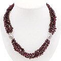 Silver Bead and Red Garnet Teardrop Necklace (Thailand)