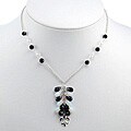 Sterling Silver Onyx and Crystal Pendant Necklace (Thailand)