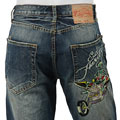 Ed Hardy Men's 'Coffin Skull Rider' Destroyed Jeans