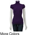 Necessary Objects Junior's Cap Sleeve Turtleneck Sweater
