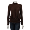 Necessary Objects Junior's Smocked Long-sleeve Turtleneck