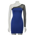 Necessary Objects Junior's Cobalt Sheer Illusion Dress