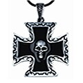 Pewter Iron Cross and Skull Necklace