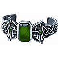 Pewter Synthetic Emerald Celtic Bangle Bracelet