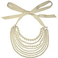 Sterling Silver FW Pearl Multistrand Ribbon Necklace (10-11 mm)