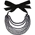 Sterling Silver Freshwater Pearl Ribbon Necklace (10-11 mm)