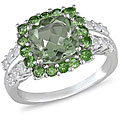 10k Gold Green Amethyst/ Tsavorite/ Sapphire Ring