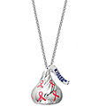 Silver Breast Cancer Awareness Hershey's Kiss 3D Necklace