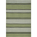 Hand-woven Dhurry Green Wool Rug (5' x 8')