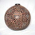 Handmade Intricately Carved Geometric Brown Vase (Nicaragua)