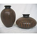 Handmade Set of Two Black Striped Vases (Nicaragua)