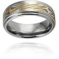 Goldplated Tungsten Carbide Mokume-style Ring (8 mm)