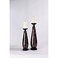 Tortoise Shell Finish Candle Holders (Set of 2)