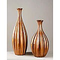 Fluted Bronze Stippled Gold Vase Set
