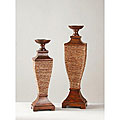 Sea Grass/ Rust Finish Candle Holder Set 